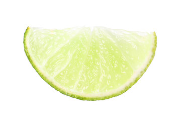 Citrus fruit. Slice of fresh ripe lime isolated on white