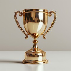 Fototapeta na wymiar A shiny gold trophy on a white background.