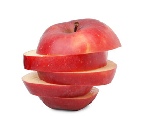 Sliced ripe red apple isolated on white