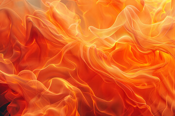 Close up of red and yellow fire formed by delicate fluid organza fabric abstract wallpaper background
