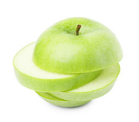Sliced ripe green apple isolated on white
