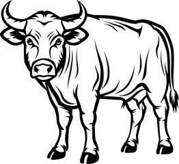 Buffalo bull silhouette icon in black color. Vector template design.
