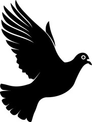 Pigeon flying dove silhouette in black color. Vector template design icon.