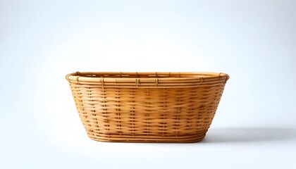 Brown bamboo woven basket Weaving work from natural materials for holding things. Bamboo basket on white background.