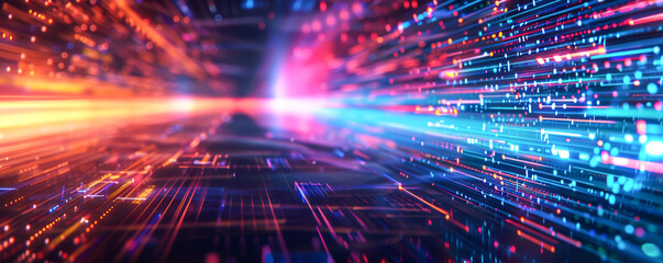 Fototapeta premium 3d rendering of abstract technology background with glowing particles. Network concept. 
