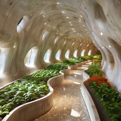 Gaudi-esque organic architecture with plants growing inside - obrazy, fototapety, plakaty