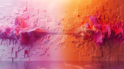 Pink and orange 3D rendering of a soundscape.