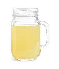 Refreshing lemon juice in mason jar isolated on white
