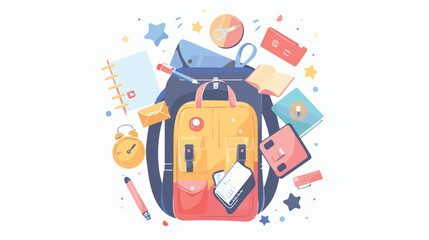 Back to school. Student backpack exploding with educat