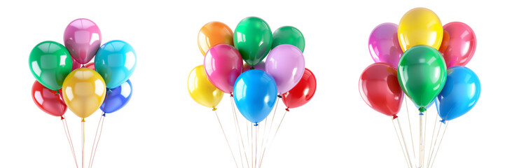 Colorful party balloons isolated on transparent background 
