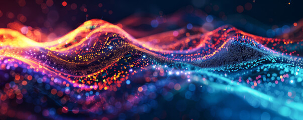 3d rendering of abstract digital particles. Abstract blurred background with bokeh. Big data visualization.