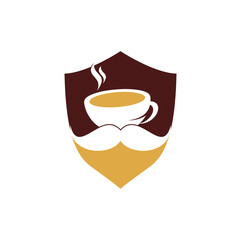 Mustache coffee logo design template. creative coffee shop logo inspiration