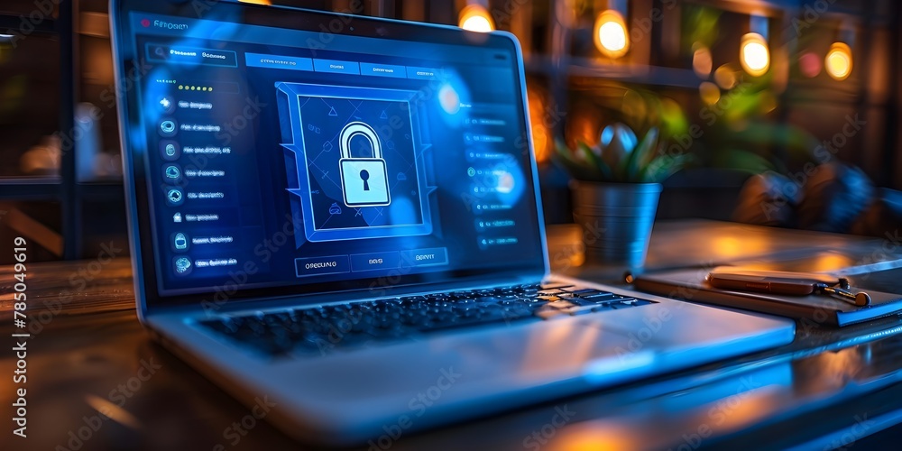 Poster secure digital login interface requiring multi factor authentication for restricted access and safeg
