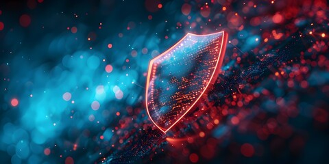 Digital Shield Icon Symbolizing Antivirus Protection Against Cyber Threats on Computer Screen
