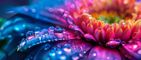 Vibrant color flower macro closeup. Generative ai design concept art. - obrazy, fototapety, plakaty