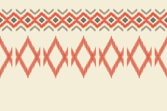 Traditional Ethnic ikat motif fabric pattern background geometric .African Ikat embroidery Ethnic pattern brown cream background wallpaper. Abstract,vector,illustration.Texture,frame,decoration.
