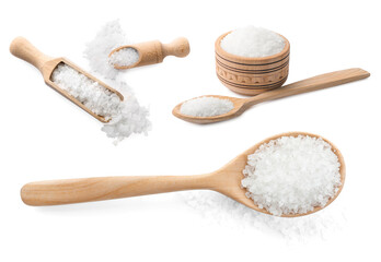 Fototapeta na wymiar Set of natural salt isolated on white