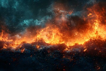 Molten Elegance: A Lava Symphony. Concept Volcanic Eruptions, Fiery Landscapes, Magma Flow, Elegance in Destruction, Nature's Beauty - obrazy, fototapety, plakaty