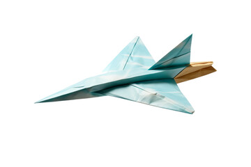 Whimsical Paper Plane Soaring Across the Sky. On White or PNG Transparent Background.