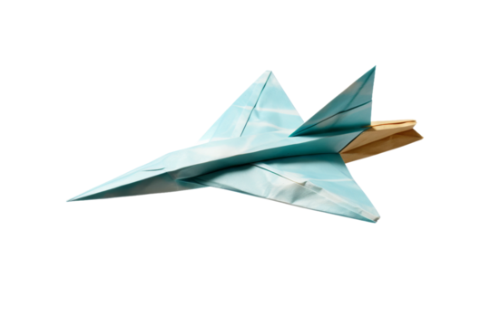 Whimsical Paper Plane Soaring Across the Sky. On White or PNG Transparent Background.