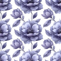 An illustration of delicate flowers on a white background with a seamless pattern.