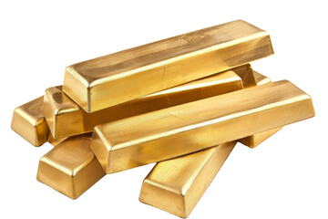 Golden bars ingot stack that high value in business market isolated on background, financial gold stock and global market.