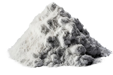Ethereal Cascade: A Surreal Heap of White Powder on Pure White Canvas. On White or PNG Transparent Background.