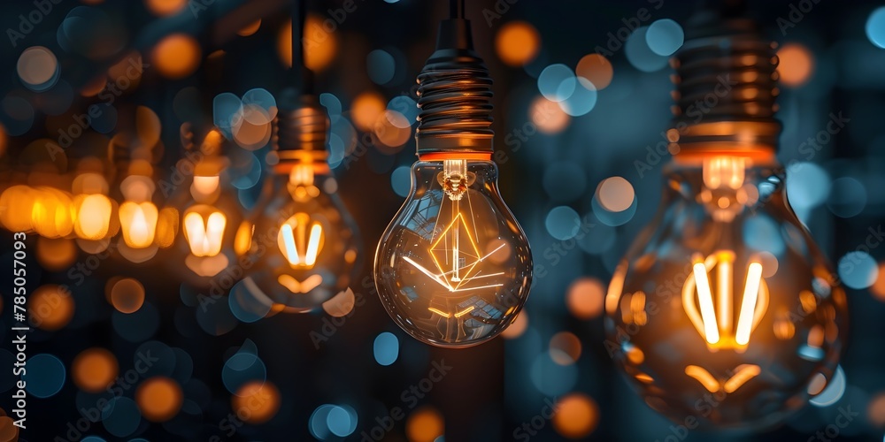 Poster interconnected lightbulb representing collaborative innovations and idea network