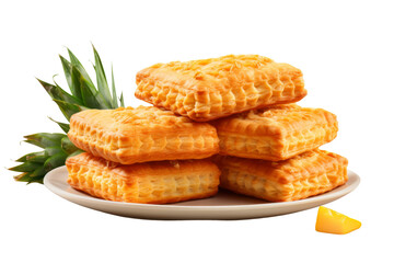 Towering Waffle Delight. On White or PNG Transparent Background.