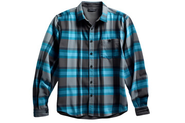 Midnight Sky Plaid: Stylish Blue and Black Shirt With Pocket. On White or PNG Transparent Background.
