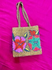 Handmade embroidery work handbag