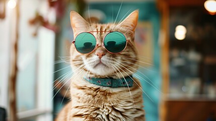 Cute British cat in sunglasses