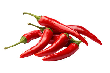 A Burst of Red: Vibrant Red Peppers on White. On White or PNG Transparent Background.