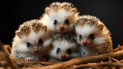 Tiny hedgehogs curling into adorable balls as they nap, their spiky quills creating a contrast to...