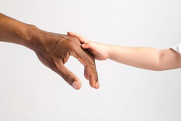 A child's hand touching an adult's finger, symbolizing connection and trust.