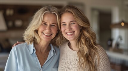 Obraz premium A Joyful Mother and Daughter Portrait