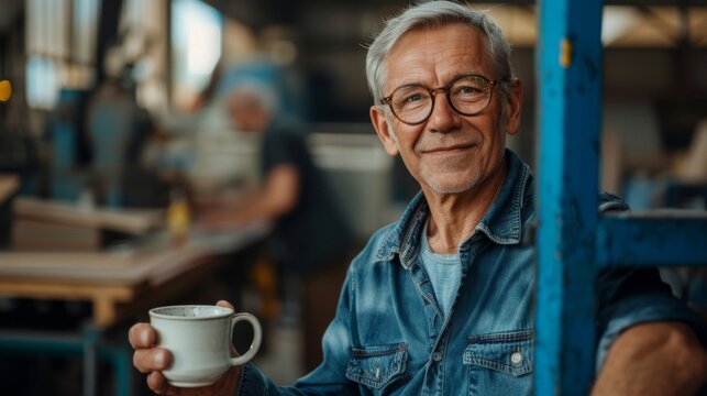 Man Enjoying Coffee Break