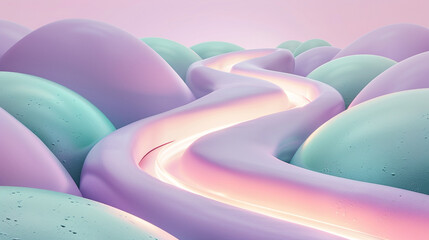Gentle light curves in a tranquil, pastel environment.