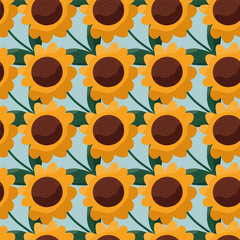 Sunflowers seamless models, vector illustration