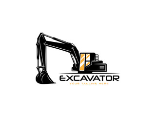 excavator logo vector illustration, construction excavator logo template