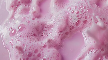 A top-down view of a bubbling foaming cleanser, creating a sensorial experience and emphasizing its deep-cleaning properties.