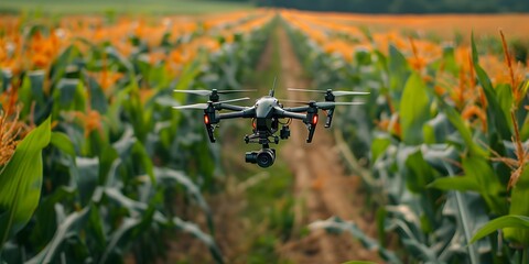Drone Surveying Cornfield with Infrared Technology to Detect Pests and Diseases Enabling Precision Agriculture and Crop Optimization