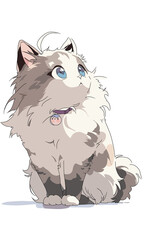 Illustration of a cute colorful cat