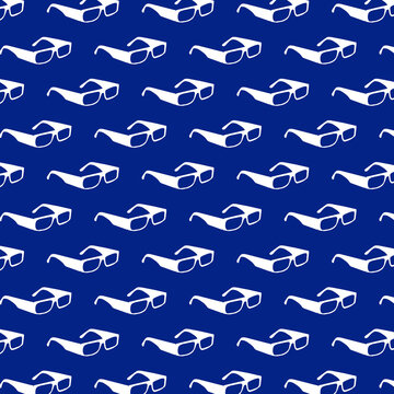 Pattern of eyeglasses against blue background