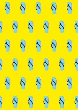 Pattern of flip-flops against yellow background