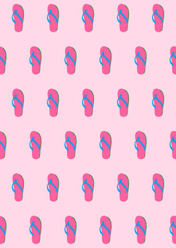 Pattern of flip-flops against pink background