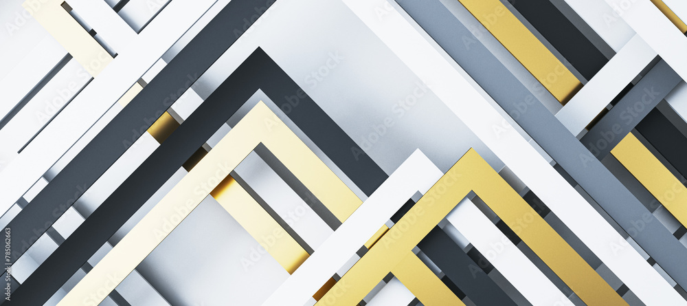 Poster Abstract wide gray linear background. Landing page concept. 3D Rendering.