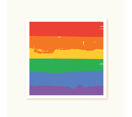 pride month lgbeq lesbian, gay, bisexual, transgender and queer, cream, color, background banner or post design with rainbow, watercolor, brush, stroke, square, box, frame, grunge, vector illustration