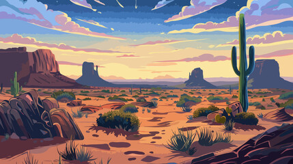 Arizona Desert Ladscape, Illustration, background - obrazy, fototapety, plakaty
