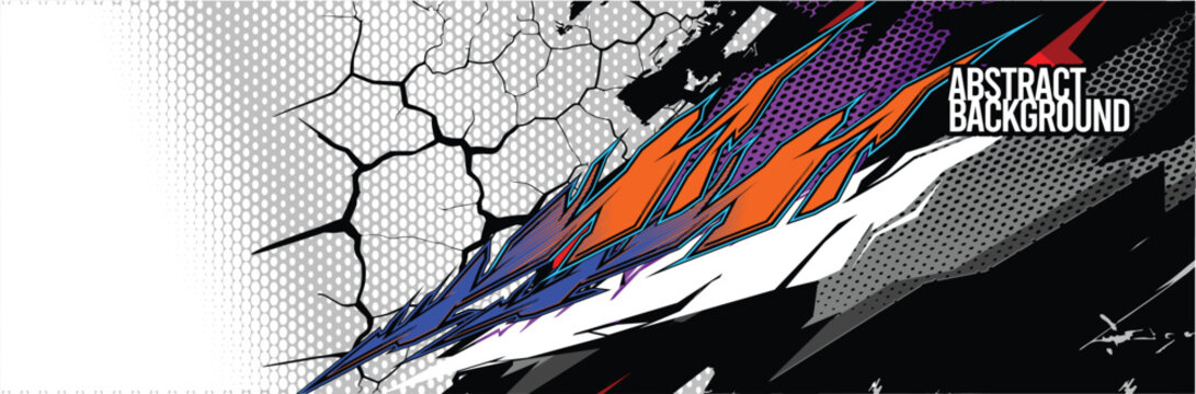 Car wrap decal designs. Abstract racing and sport background for racing livery or daily use car vinyl sticker. Vector eps 10.